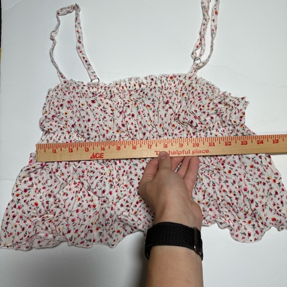 Forever 21 Floral Babydoll Top Sleeveless Ruffle Size Medium Ditsy Print - Picture 6 of 9